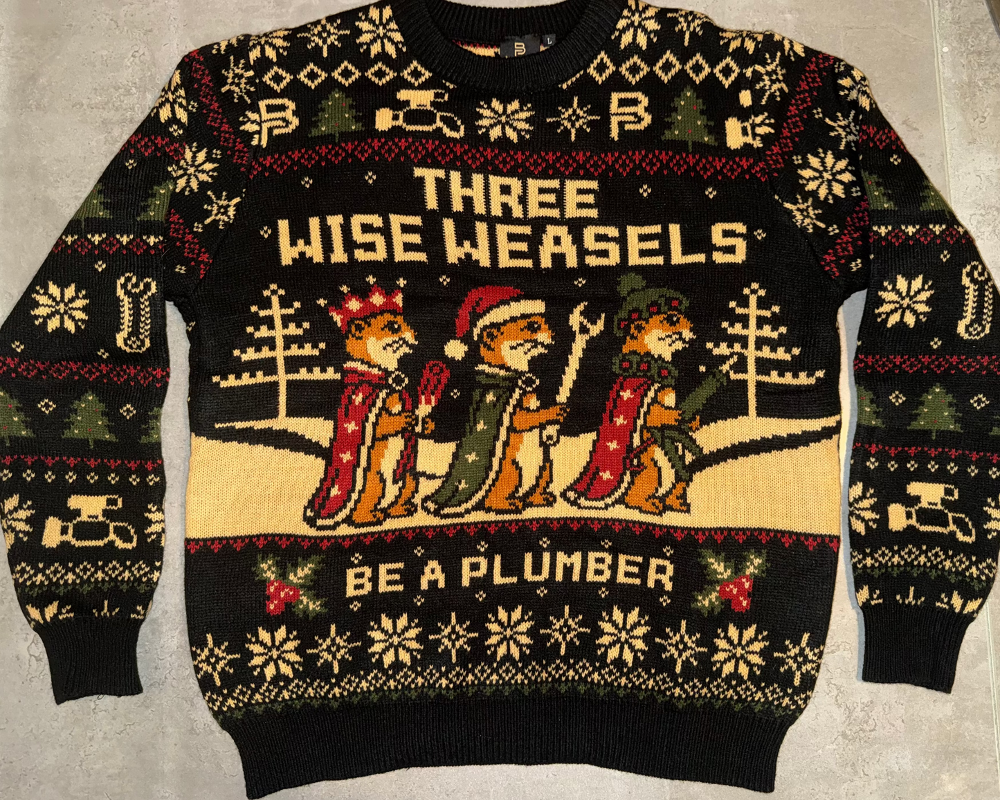 Three Wise Weasels Christmas Jumper